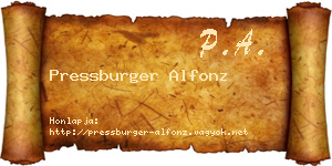 Pressburger Alfonz névjegykártya